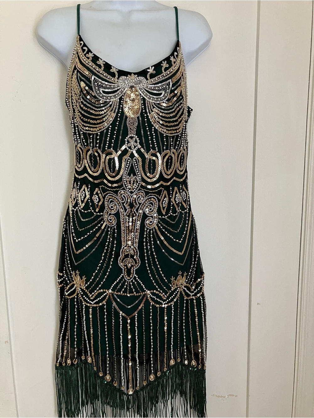 20’s Inspired Sequined Dress Emerald Green XS-S - Picture 3 of 9